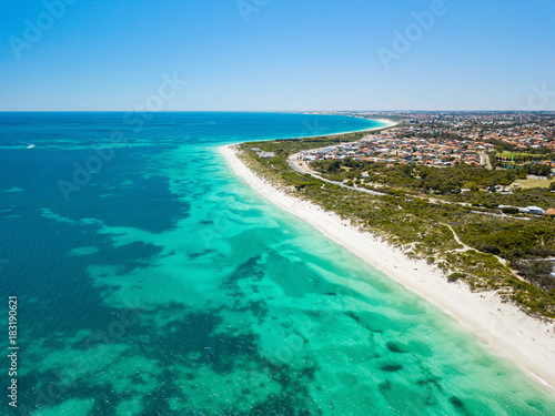 Aerial photo looking north from Hillarys Beach in the northern suburbs of Perth, Western Australia. © beau