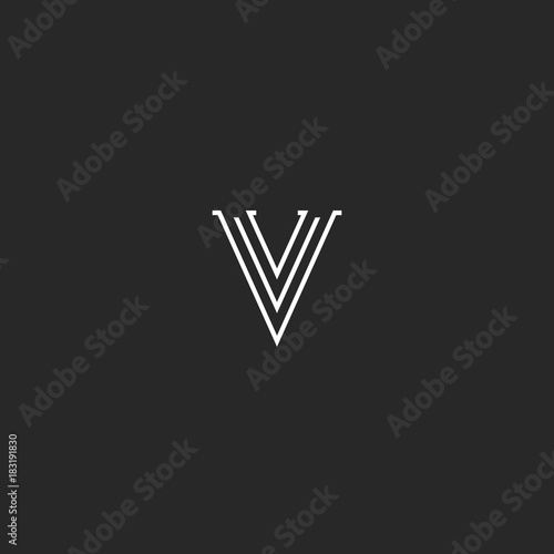 Elegant letter V logo medieval monogram. Simple minimal style linear typography design element.