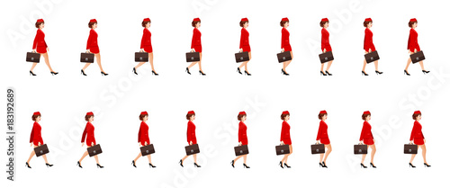 Business girl walk cycle animation sprite sheet,  Women walk cycle, Animation Frames