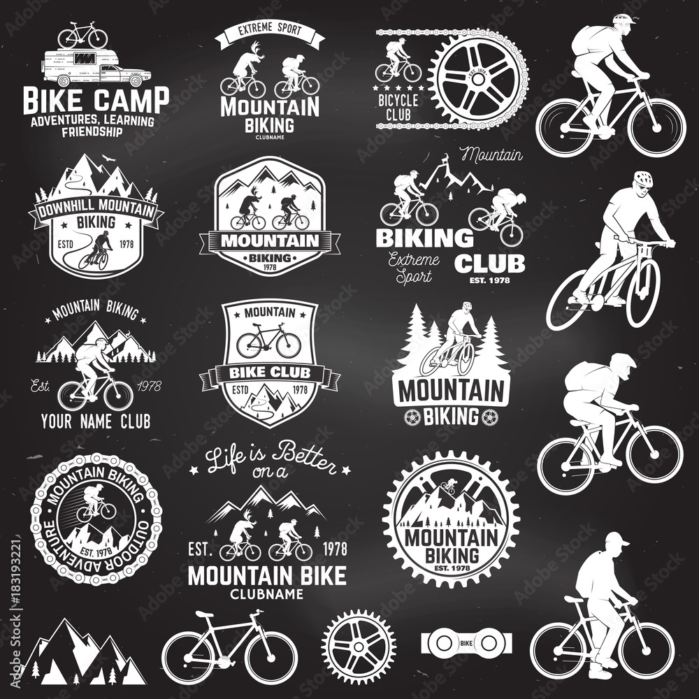 Fototapeta premium Mountain biking collection. Vector illustration.