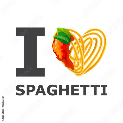 i love spaghetti design isolated vector background