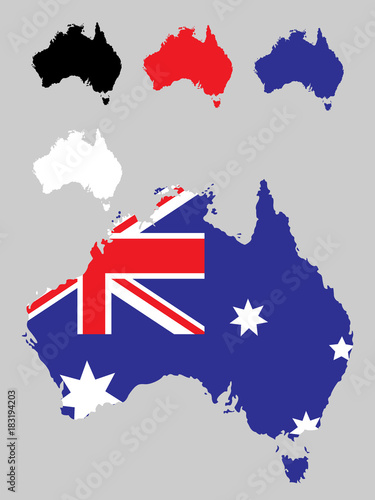 Map of Australia with national flag design 