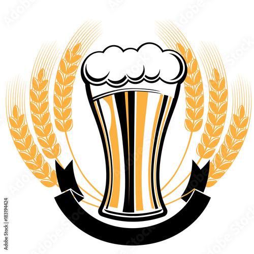 Glass of beer decorative emblem