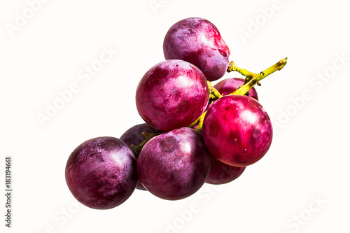 Red grapes cooked on white back ground.