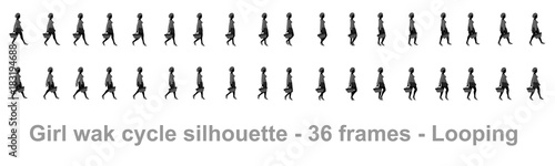 Fotografie Business girl walk cycle animation sprite sheet,  Women walk cycle, Animation Fr