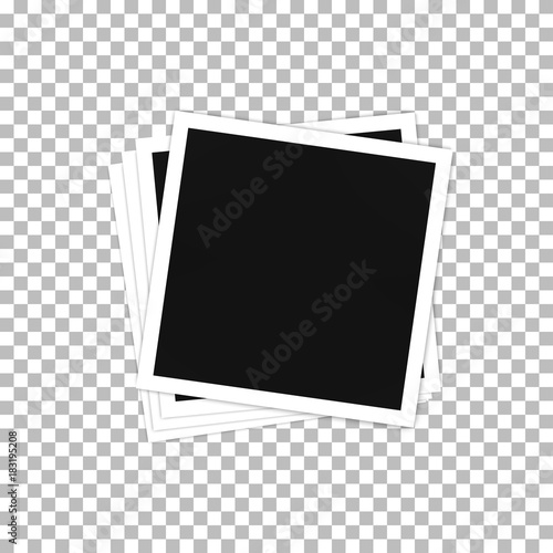 Pile of photos. Photo frame template on a transparent background