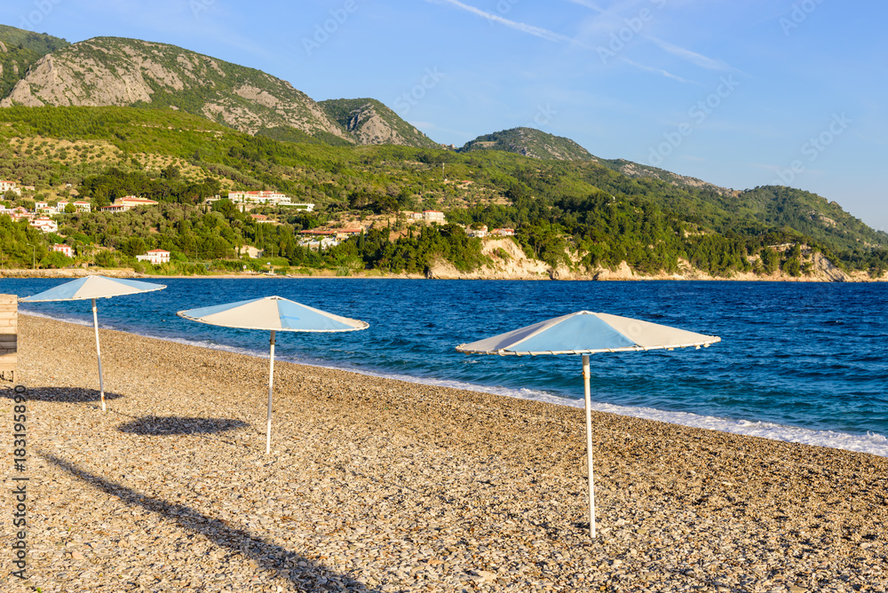 Kokkari beach is a beautiful pebble beach on the island of Samos, Greece Kokkari beach is a beautiful pebble beach on the island of Samos, Greece