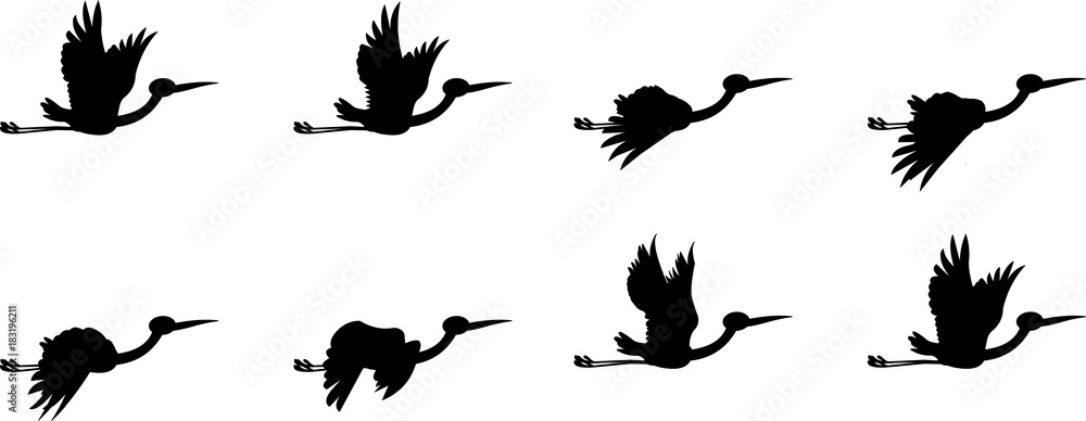storks Flying Animation sprite sheet, Animation, Bird flying animation  frames, Silhouette Stock Vector | Adobe Stock