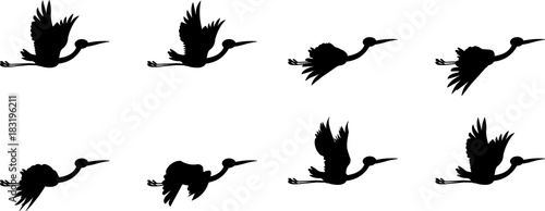 storks Flying Animation sprite sheet, Animation, Bird flying animation frames,  Silhouette