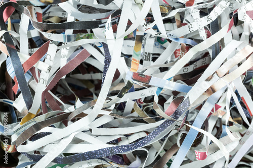 Long strips paper from shredder machine