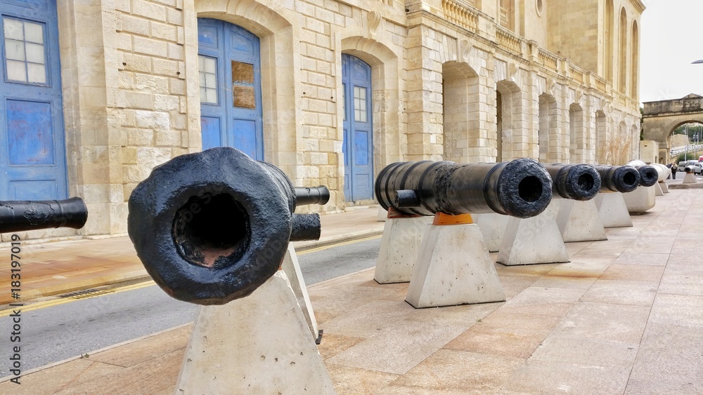 A row of old Cannon's. Once used to protect Malta