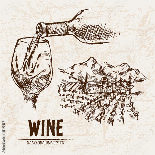 Digital vector detailed line art pouring