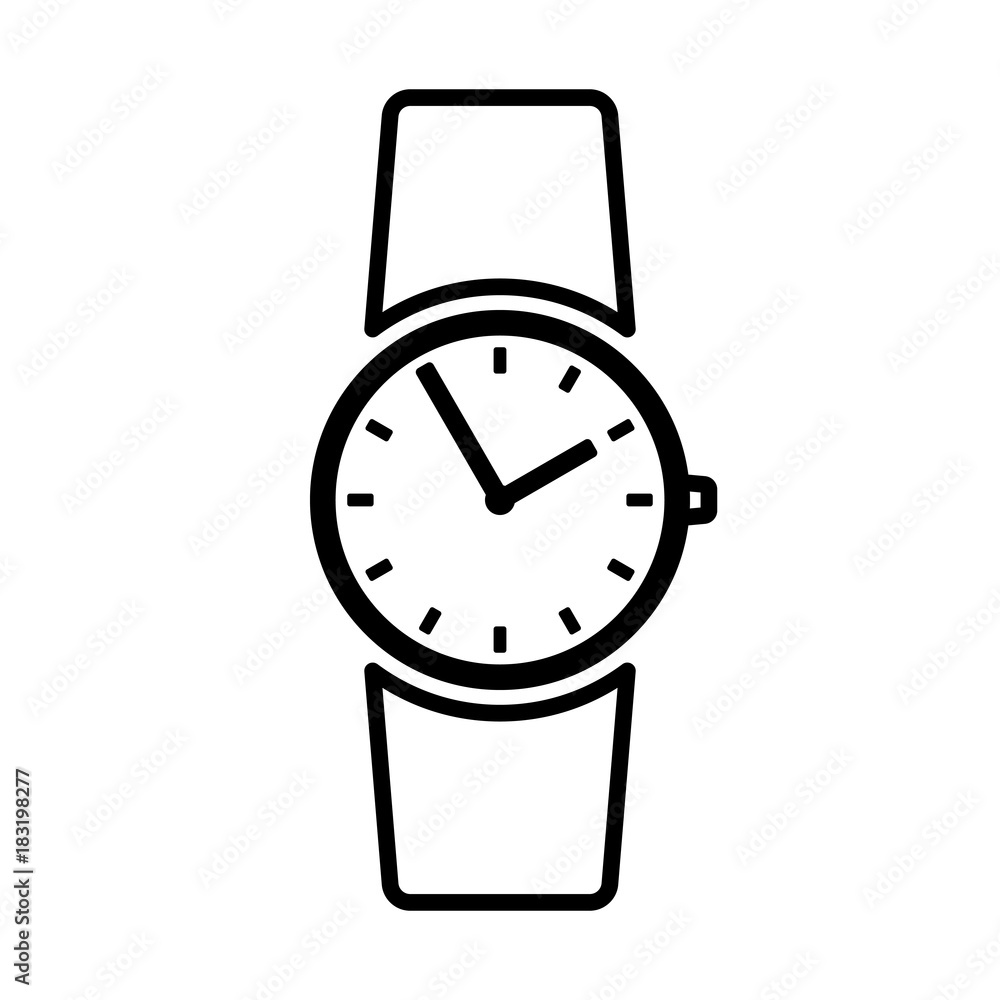 Wristwatch line icon. Round shape classic watch on leather band. Vector Illustration Wristwatch line icon. Round shape classic watch on leather band. Vector Illustration