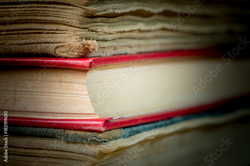 Books in the old cover close up