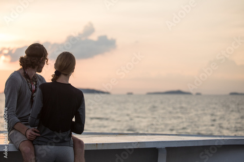couple watching sun set