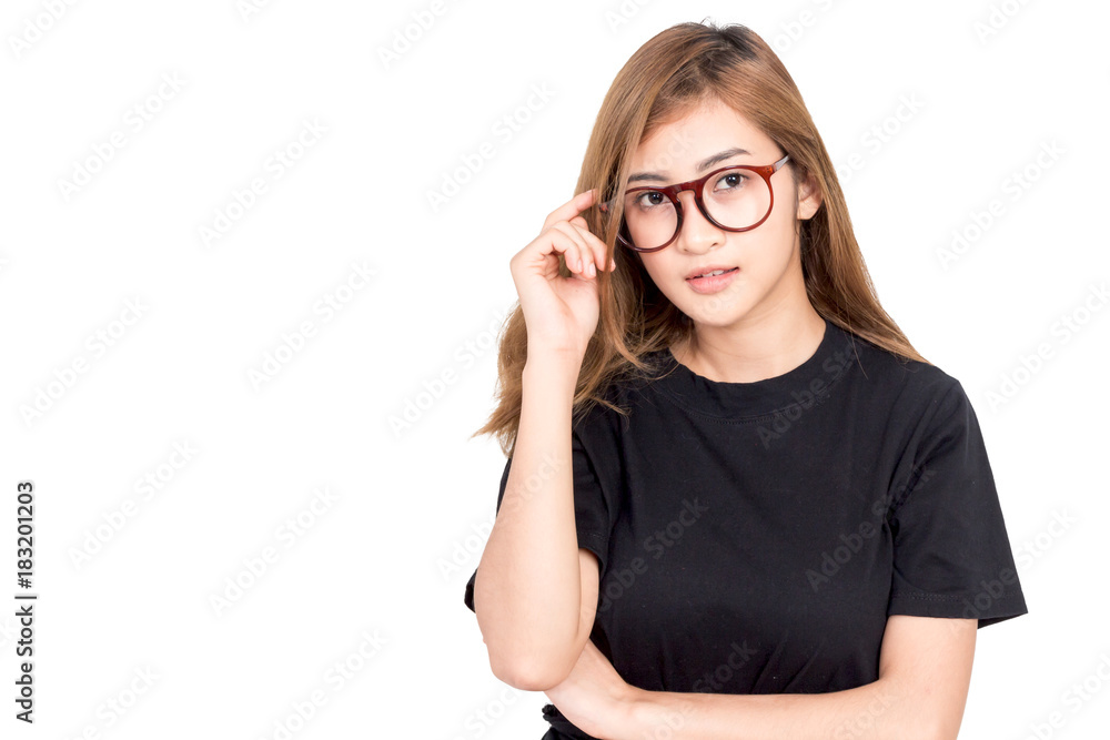 Portrait of female student isolated on white background