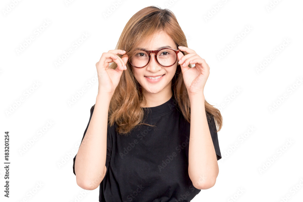 Portrait of female student isolated on white background