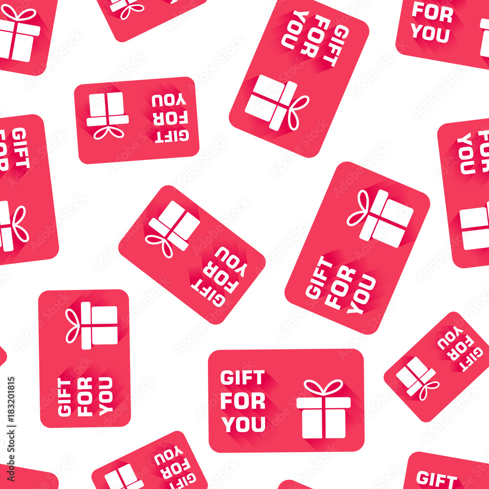 Gift card seamless pattern background. Business flat vector