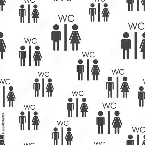 Toilet, restroom wc seamless pattern background. Business flat vector illustration. Men and woman sign symbol pattern.