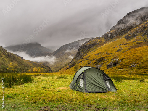 tent in the scottish highlands