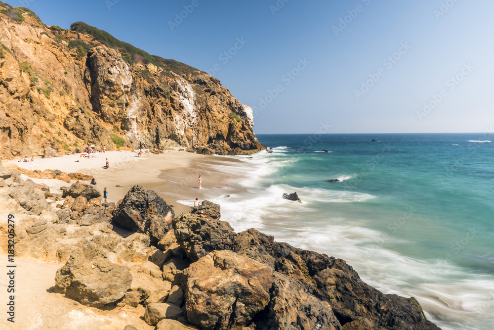 Dume Cove Malibu, Zuma Beach, emerald and blue water in a quite