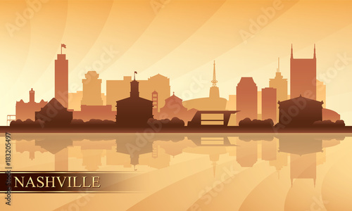 Nashville city skyline silhouette background