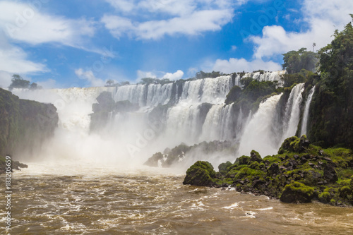 Iguazu Falls  between Argentina and Brazil.