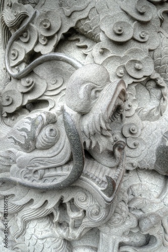 Dragon Carved in Stone, Po Lin Monastery, HK.