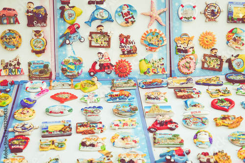 Souvenir magnets from Sicily,Italy.
