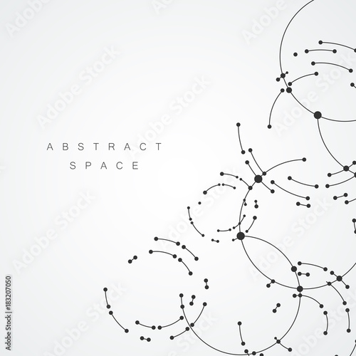 Vector points connecting circles background. Geometric abstraction design with lines and points