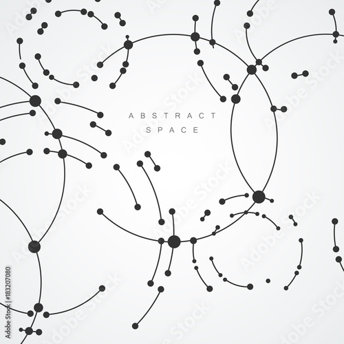 Vector points connecting circles background. Geometric abstraction design with lines and points