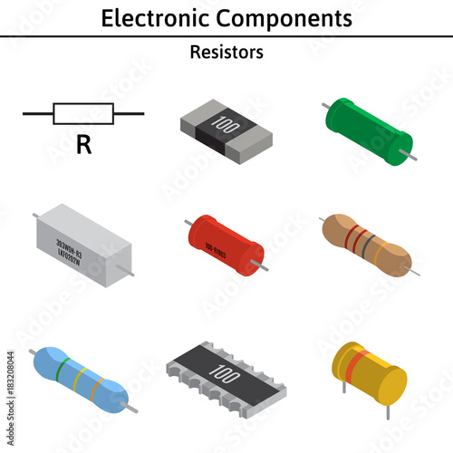 Canvas Print Vector set of izometric electronic components