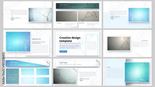 The minimalistic abstract vector illustration of editable layout of high definition presentation slides design business templates. Technology style decoration for flyer, report, advertising, brochure.