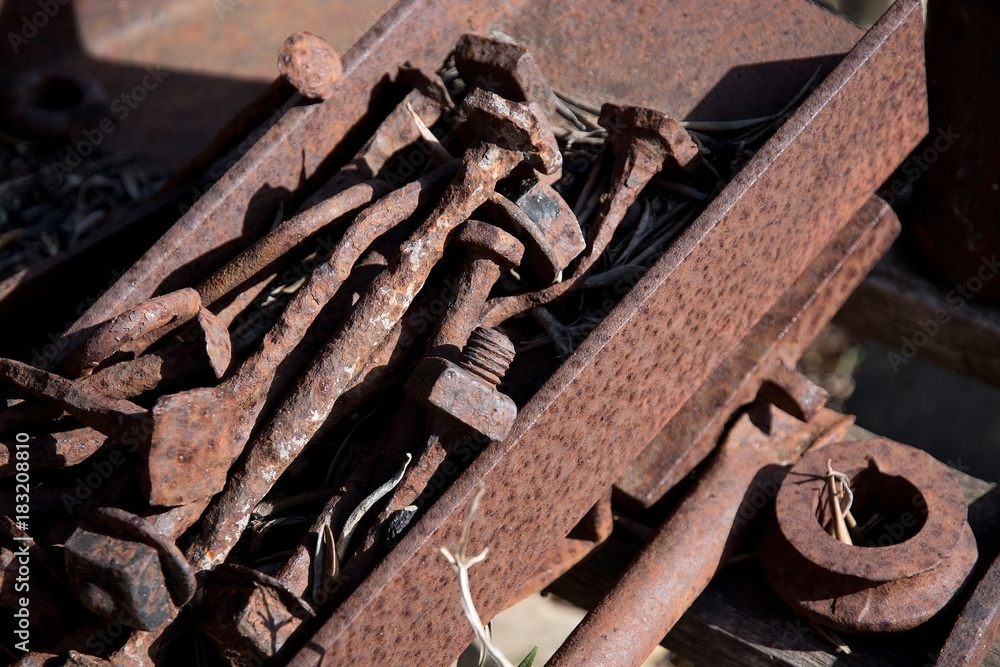 Rusty tools closeup in Mallorca, Balearic islands, Spain Rusty tools closeup in Mallorca, Balearic islands, Spain