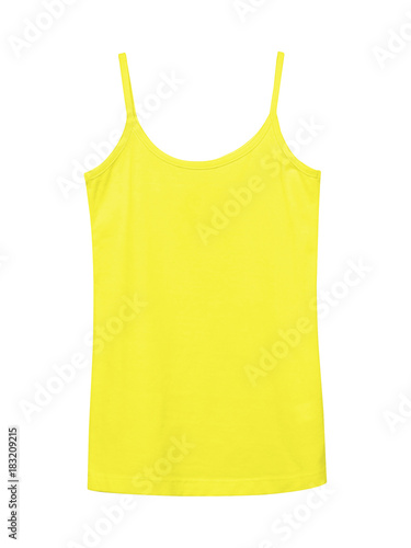 Obraz na plátne Yellow underwear sleeveless empty summer t shirt camisole isolated on white