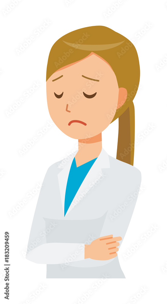 Female doctor in white coat is depressed Female doctor in white coat is depressed