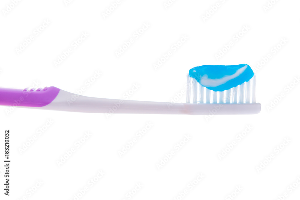 Toothbrush with toothpaste isolated on white background Toothbrush with toothpaste isolated on white background
