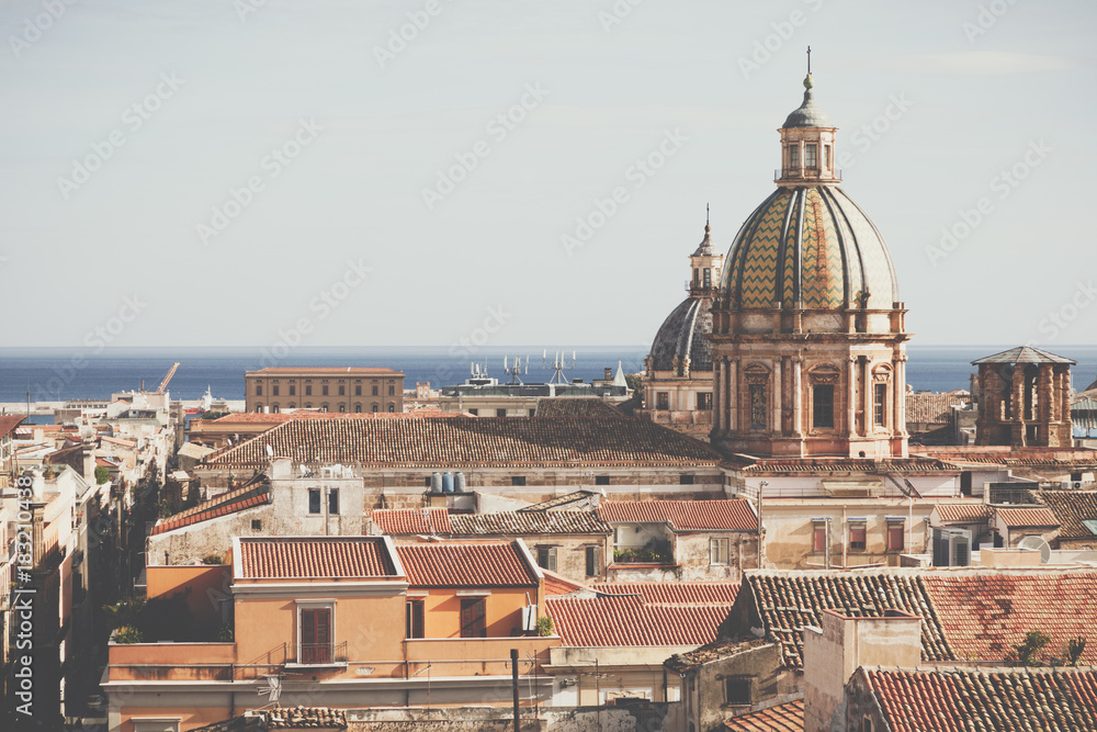 Panorama of the city of Palermo in Sicily, Italy
