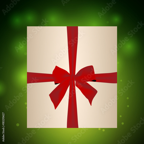 christmas festive background with sparkles, present and ribbon