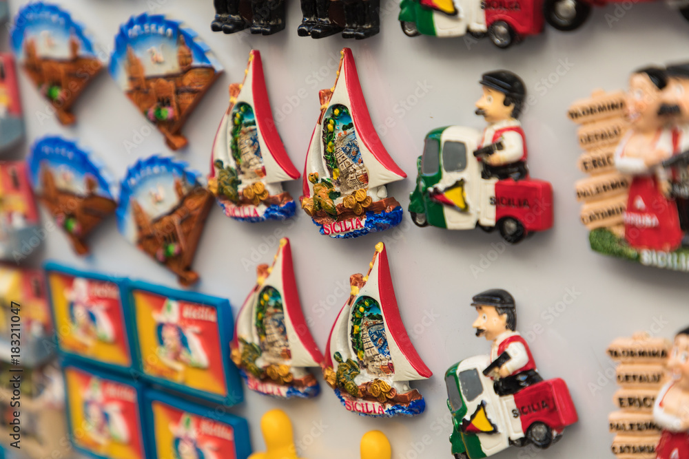 Souvenir magnets from Sicily,Italy.