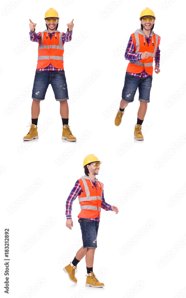 Funny engineer isolated on the white white Funny engineer isolated on the white white