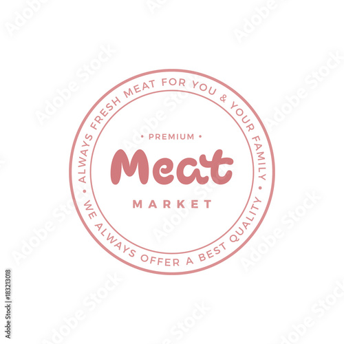 Meat vector logo inscription. Market store signboard. Handmade lettering
