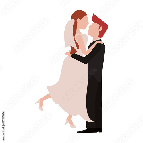 Bride and fiance cartoon icon vector illustration graphic design