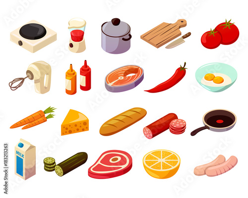 Food Cooking Isometric Icons