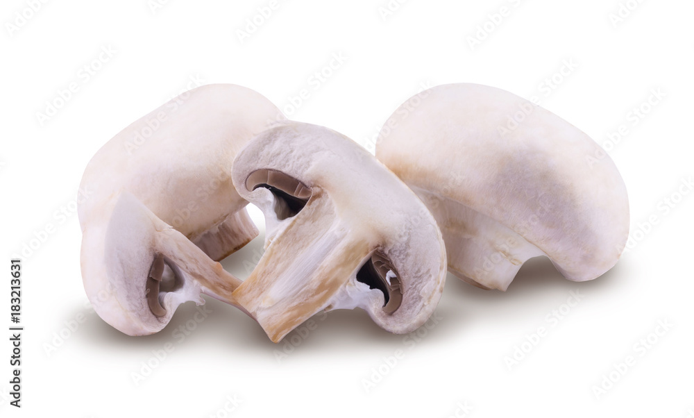 Champignons are isolated on a white background Champignons are isolated on a white background