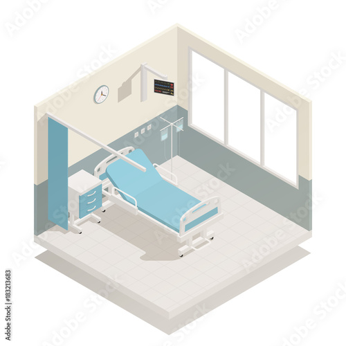 Hospital Ward Equipment Isometric Composition 