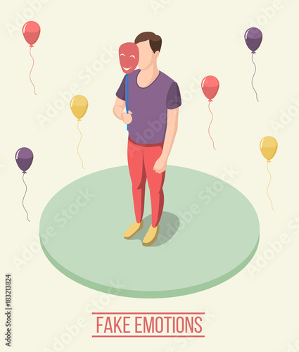 Fake Emotions Isometric Composition
