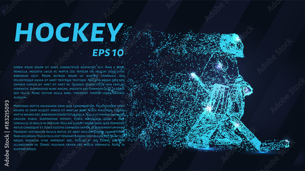 Fototapeta premium Hockey from the particles. The goalkeeper consists of circles and points. Vector illustration