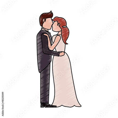 Bride and fiance cartoon icon vector illustration graphic design