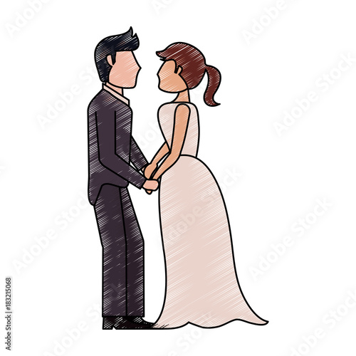 Bride and fiance cartoon icon vector illustration graphic design